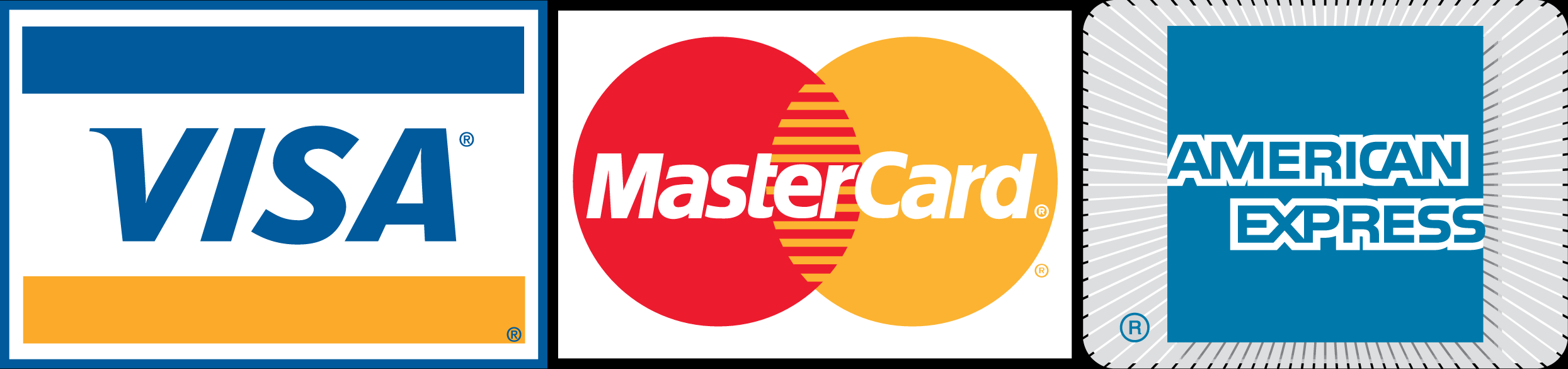 We accept Visa, MasterCard and Amex