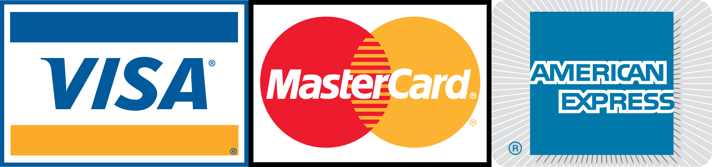 We accept Visa, MasterCard and Amex