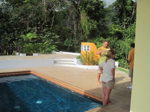 pool area and outdoor shower