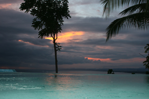 sunset over pool