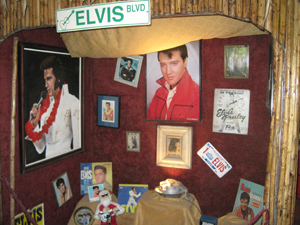 The shrine to Elvis at San Clemente restaurant in Dominical